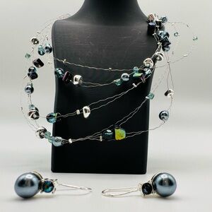 Avon Peacock Multistrand Necklace & Earrings Gift Set 2005